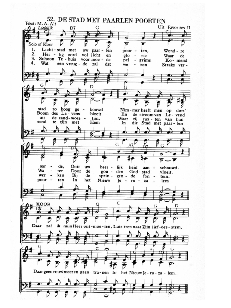 lichtstad met uw paarlen poorten bladmuziek