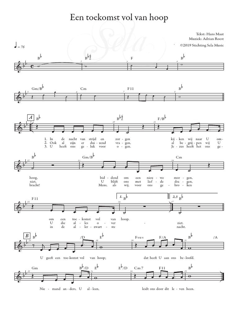 toekomst vol van hoop bladmuziek